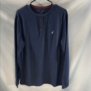 Nautica Men's Navy Long Sleeve Sleep Wear Henley